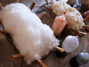 Packing Snow onto Fabric